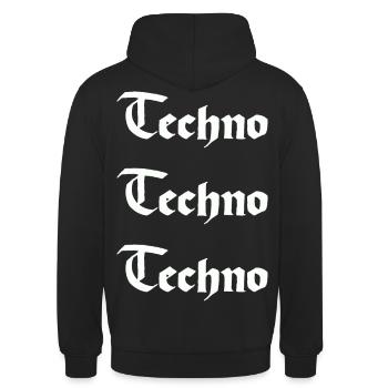 Techno Techno Techno - Unisex Hoodie - Schwarz - Hinten - Michal (187cm)