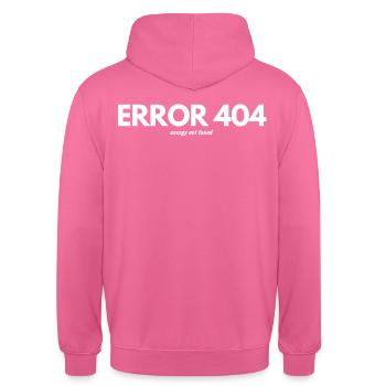 ERROR 404 Fehlermeldung | witziges Print - Unisex Hoodie - Pink - Hinten - Michal (187cm)
