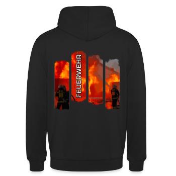 Feuerwehr in Action - Unisex Hoodie - Schwarz - Hinten - Michal (187cm)