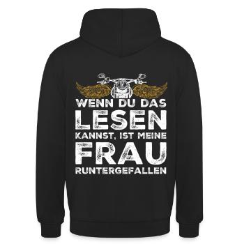 Motorrad Motorradfahrer Sprüche Runtergefallen - Unisex Hoodie - Schwarz - Hinten - Michal (187cm)