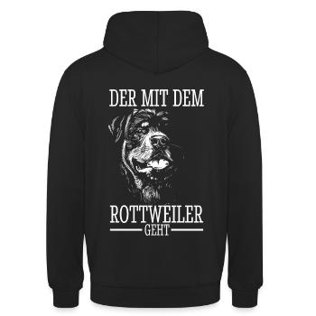 Rottweiler Rottie Papa Vater Mann Gassi Dad - Unisex Hoodie - Schwarz - Hinten - Michal (187cm)