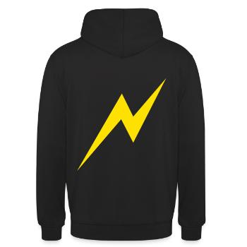 blitz gewitter himmel strom geschenkidee - Unisex Hoodie - Schwarz - Hinten - Michal (187cm)