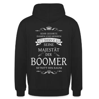 Seine Majestät der Babyboomer betritt den Raum - Unisex Hoodie - Schwarz - Hinten - Michal (187cm)