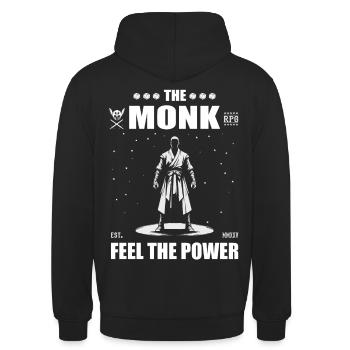 Le moine de jeu de rôle – Ressentez la puissance - Sweat-shirt à capuche unisexe - noir - Dos - Michal (187cm)