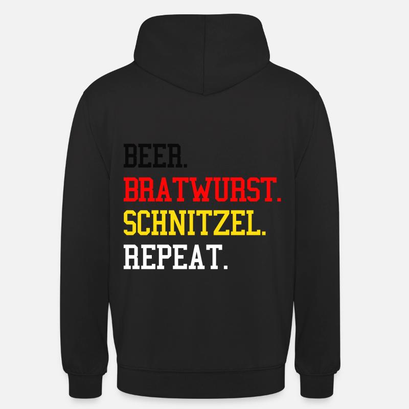 Bière-Bratwurst-Schnitzel Répéter les grillades allemandes - Sweat-shirt à capuche unisexe - noir