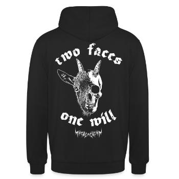 Deux visages, une volonté - Version du 24 décembre - Sweat-shirt à capuche unisexe - noir - Dos - Michal (187cm)