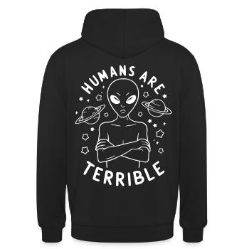 Humans are terrible - Unisex Hoodie - black - Back - Michal (187cm)