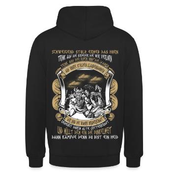 Wikinger Trinkspruch - Unisex Hoodie - Schwarz - Hinten - Michal (187cm)