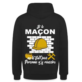 Maçon Shirt • Metier des forts • Maçon Cadeau - Sweat-shirt à capuche unisexe - noir - Dos - Michal (187cm)