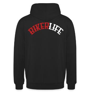Biker Life rouge blanc - Sweat-shirt à capuche unisexe - noir - Dos - Michal (187cm)