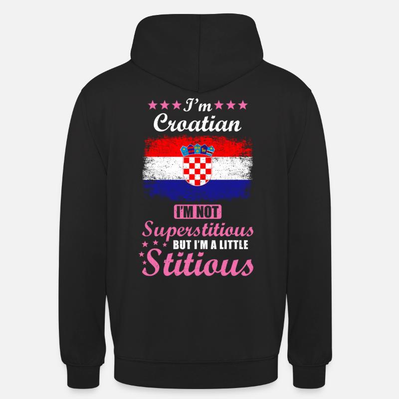 Femme croate Superstitieuse Stitious - Sweat-shirt à capuche unisexe - noir