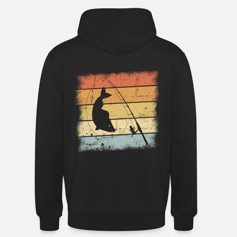 Conception rétro de pêche - Sweat-shirt à capuche unisexe - noir