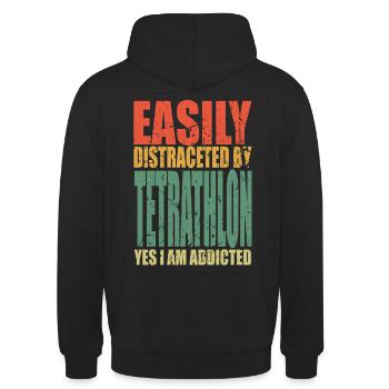 Tetrathlon Spruch lustig - Unisex Hoodie - Schwarz - Hinten - Michal (187cm)