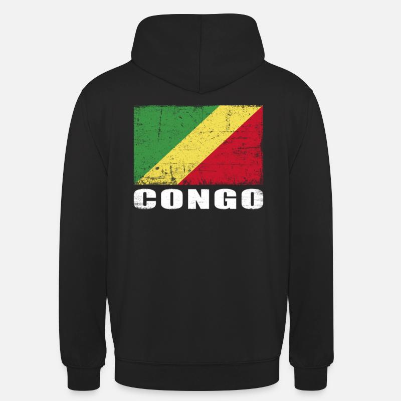 Drapeau du Congo Grunge Drapeau du Congo - Sweat-shirt à capuche unisexe - noir