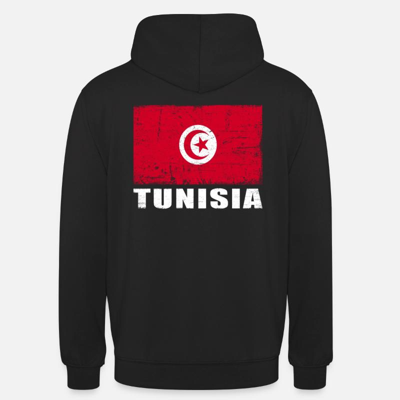 Drapeau tunisien Grunge Tunisie Drapeau - Sweat-shirt à capuche unisexe - noir