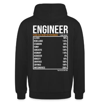 Engineer Daily Values Funny Engineer - Unisex Hoodie - black - Back - Michal (187cm)