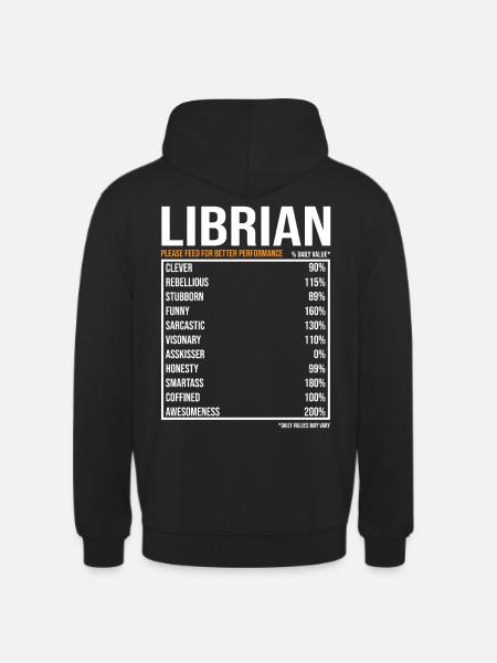 Librarian Daily Values Funny Librarian - Unisex Hoodie - black