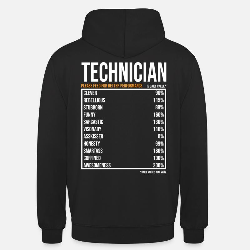 Valeurs quotidiennes du technicien - Sweat-shirt à capuche unisexe - noir