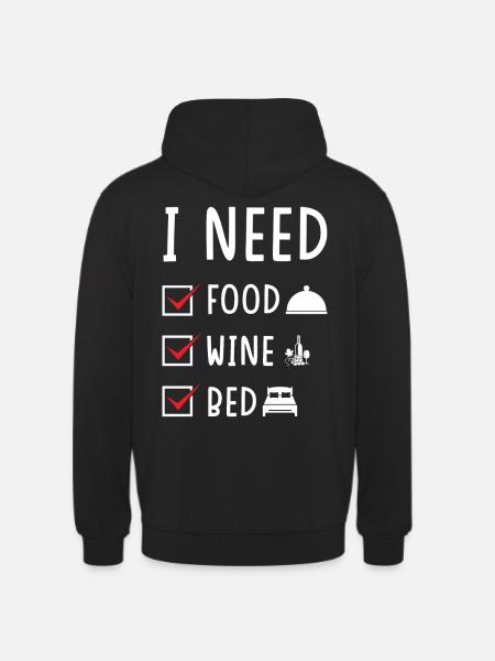 Food Wine Bed - Unisex Hoodie - black
