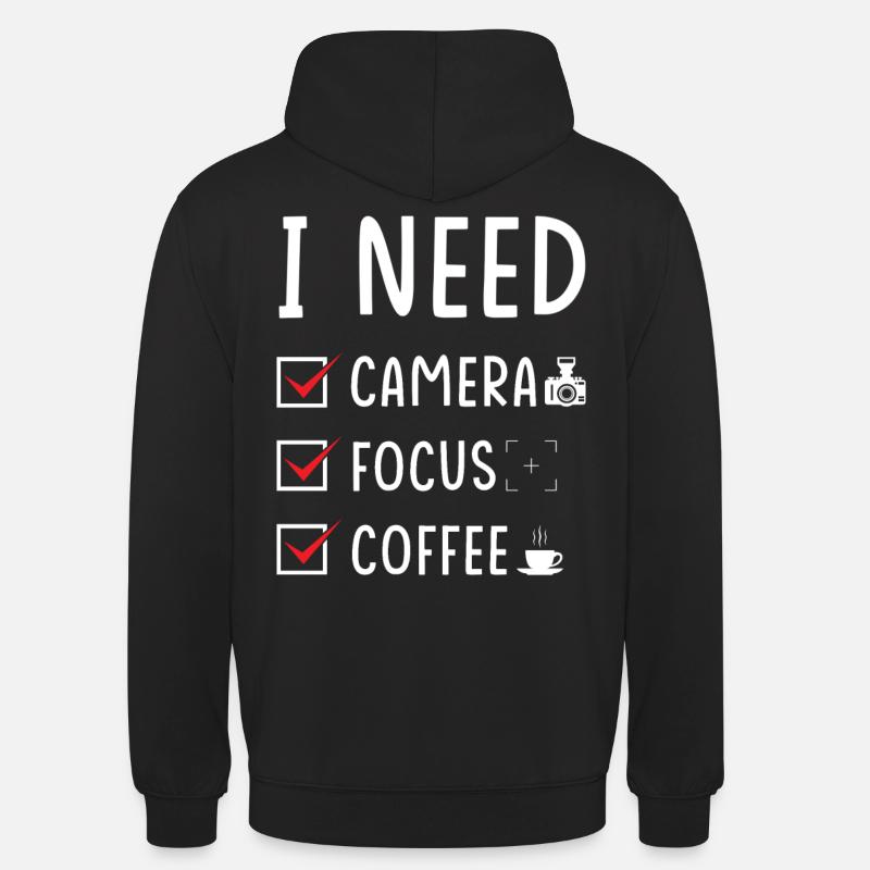 Photographe Camera Focus Coffee - Sweat-shirt à capuche unisexe - noir