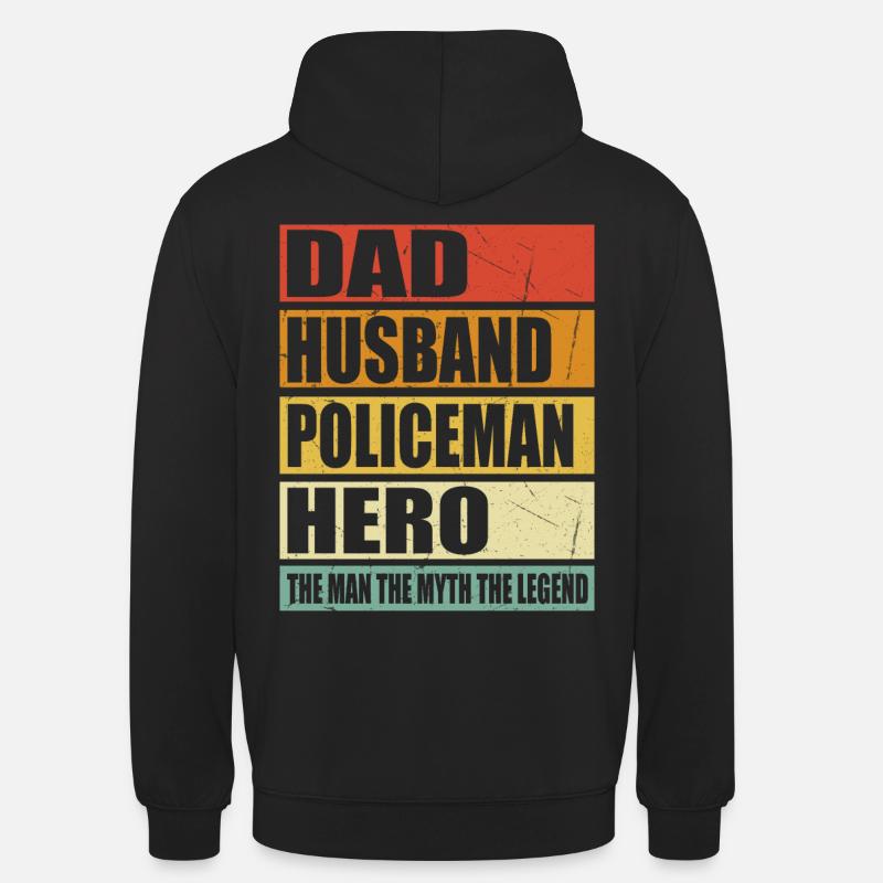 Père Mari Policier Héros - Sweat-shirt à capuche unisexe - noir