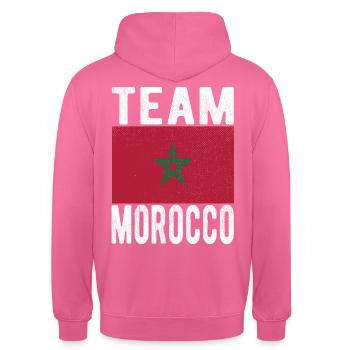 Drapeau du Maroc - Sweat-shirt à capuche unisexe - rose - Dos - Michal (187cm)