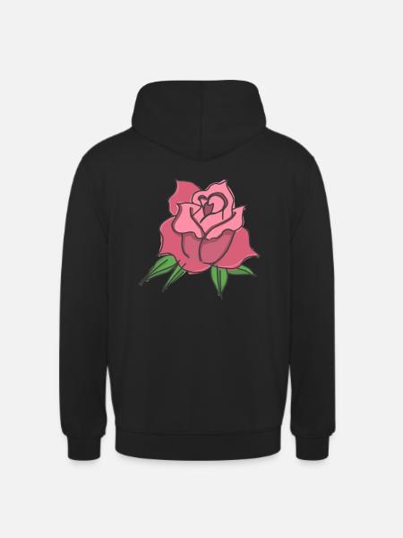 Rose Red Rose Hand-drawn - Unisex Hoodie - black