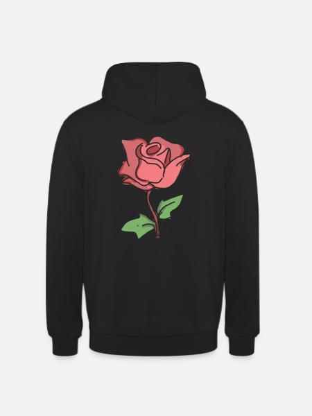 Rose Red Rose Hand-drawn - Unisex Hoodie - black