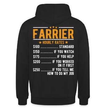Hufschmied Stundenlohn - Unisex Hoodie - Schwarz - Hinten - Michal (187cm)
