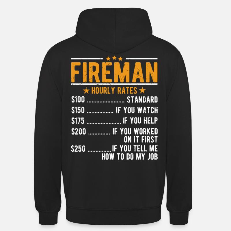 Salaire horaire des pompiers - Sweat-shirt à capuche unisexe - noir