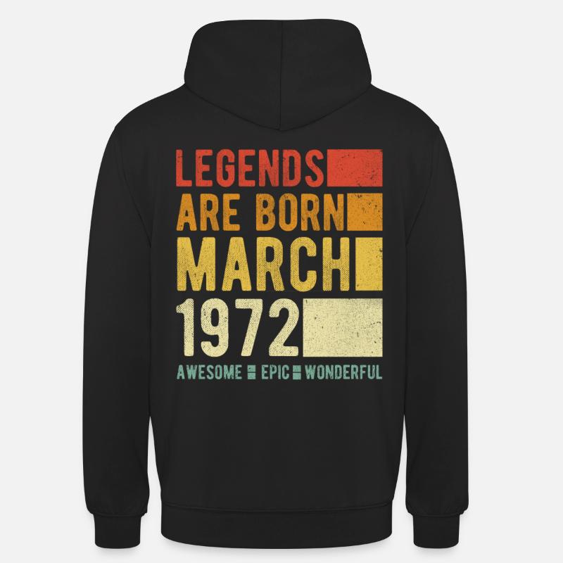 Anniversaire Mars 1972 - Sweat-shirt à capuche unisexe - noir