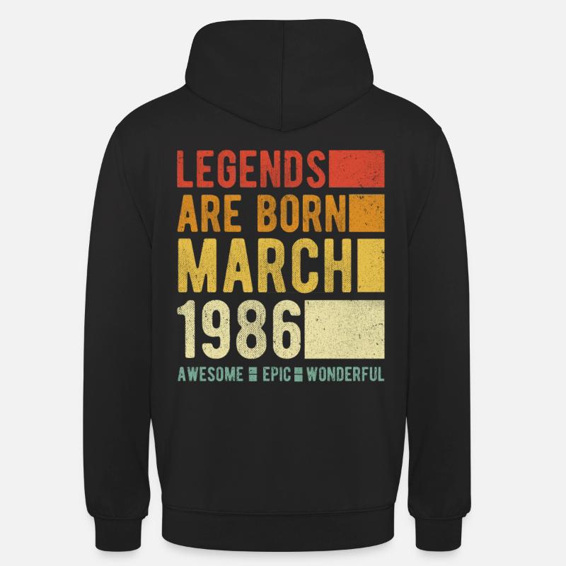 Anniversaire Mars 1986 - Sweat-shirt à capuche unisexe - noir