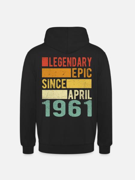 Bursdag april 1961 Legendary Epic - Unisex-hettegenser - svart