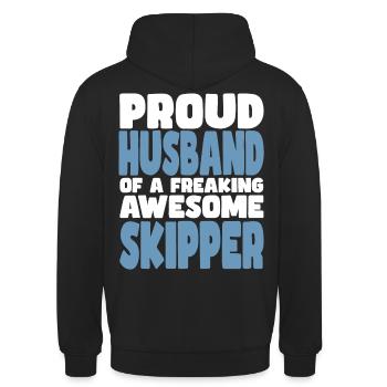 Fière épouse d’un sacré bon skipper - Sweat-shirt à capuche unisexe - noir - Dos - Michal (187cm)