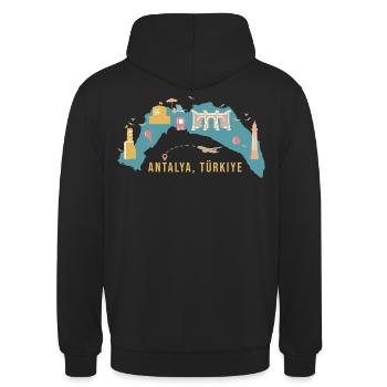 Antalya Turquie Souvenir - Sweat-shirt à capuche unisexe - noir - Dos - Michal (187cm)