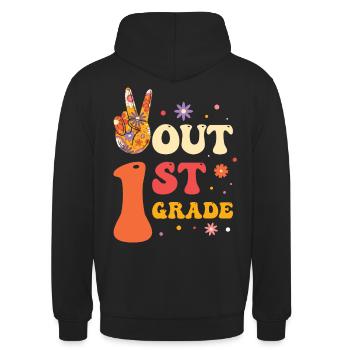 Peace Out 1. Klasse Letzter Schultag - Unisex Hoodie - Schwarz - Hinten - Michal (187cm)
