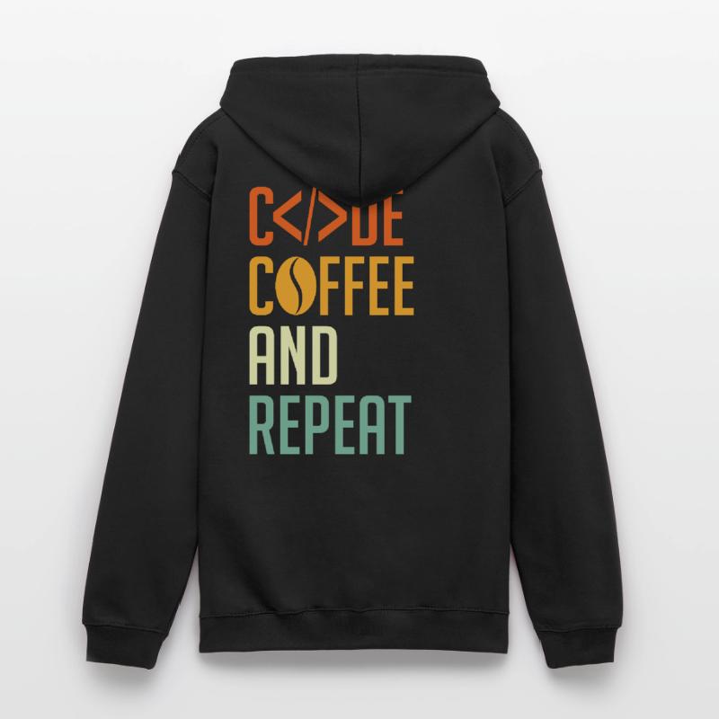 Codeur Spruch Code Café et Répéter Sweat-shirt à capuche unisexe
