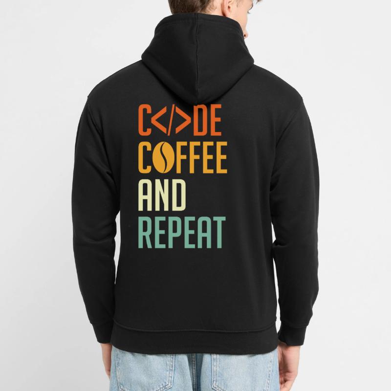 Codeur Spruch Code Café et Répéter Sweat-shirt à capuche unisexe