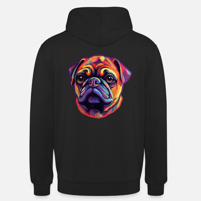 Mops Regenbogenfarben - Unisex Hoodie - Schwarz