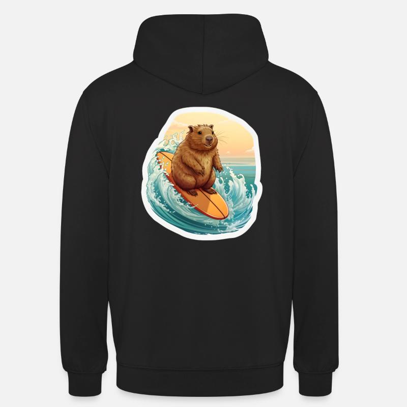 Capybara Surfer - Unisex Hoodie - black