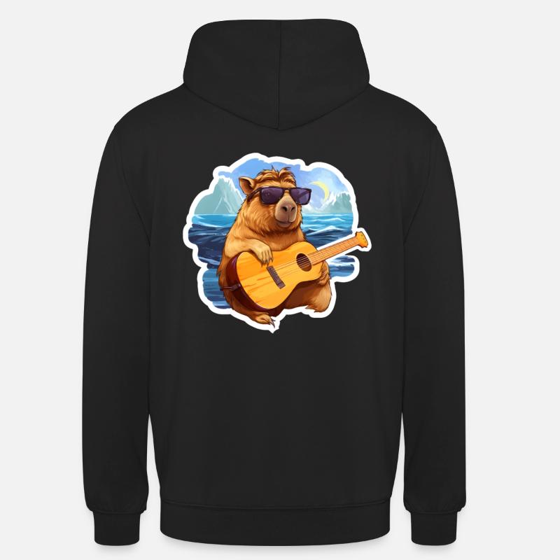 Jeu de guitare Capybara - Sweat-shirt à capuche unisexe - noir