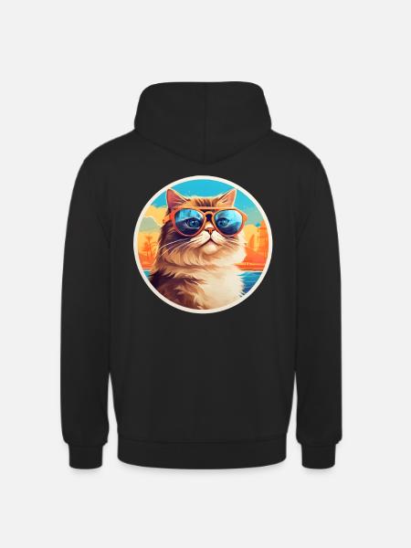 Cat with sunglasses - Unisex Hoodie - black