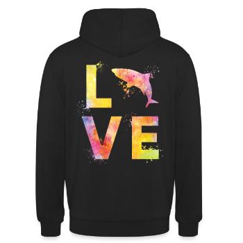 Hai liebe - Unisex Hoodie - Schwarz - Hinten - Michal (187cm)