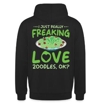 Zoodles Zucchini Pasta Saying - Unisex Hoodie - black - Back - Michal (187cm)