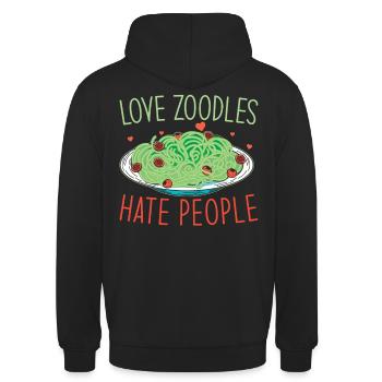 Zoodles Zucchini Pasta Saying - Unisex Hoodie - black - Back - Michal (187cm)