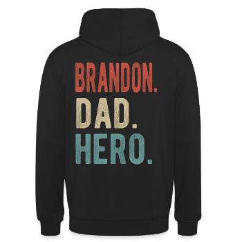 Brandon Papa Held - Unisex Hoodie - Schwarz - Hinten - Michal (187cm)