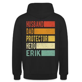 Erik Name Papa Geschenk - Unisex Hoodie - Schwarz - Hinten - Michal (187cm)