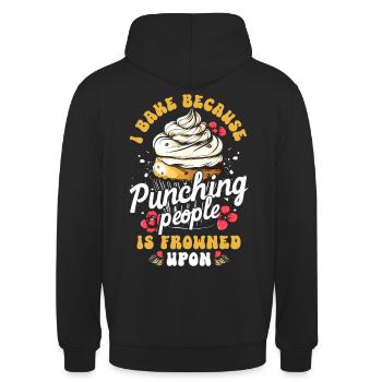 Je fais de la pâtisserie parce que frapper les gens est mal vu - Sweat-shirt à capuche unisexe - noir - Dos - Michal (187cm)