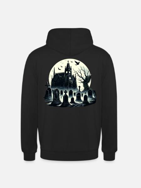 Enigmatic Gothic Cemetery: Misty Moonlight - Unisex Hoodie - black