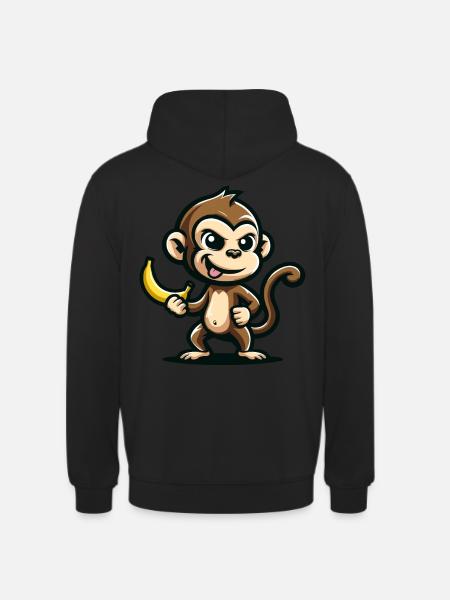Monkey With Banana Cheeky - Unisex Hoodie - black
